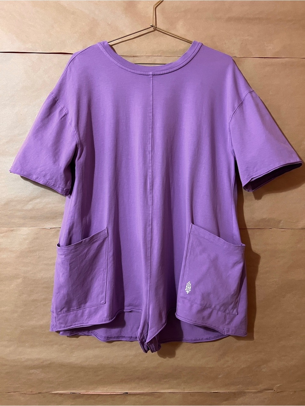 Free People Movement Hot Shot Tee Romper Playsuit Slouchy Purple Lilac Size XS